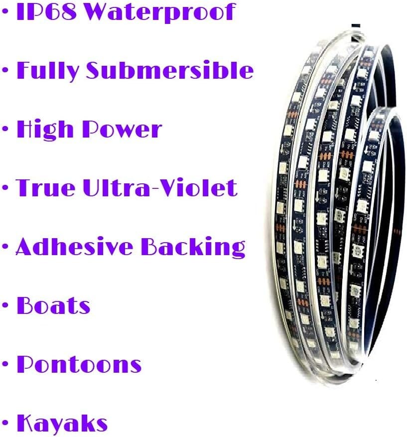 Ultra Violet, UV Night Fishing LED Light Strip, 16.5ft, 100% Waterproof