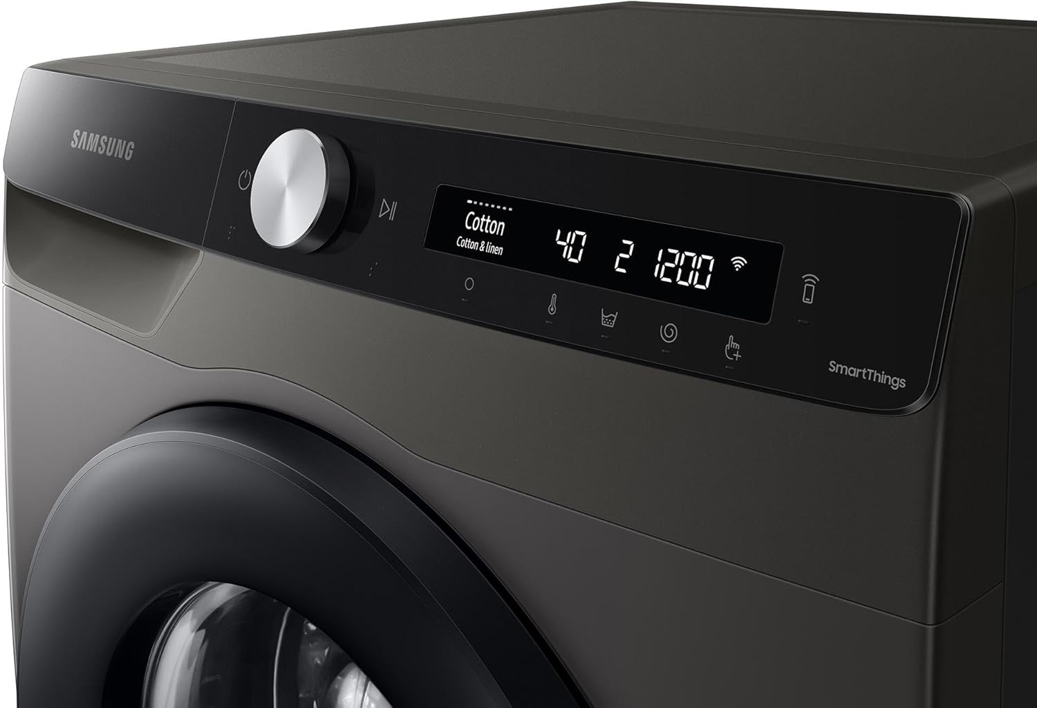 Samsung Waschmaschine, 8 kg, 1400 U/min, Ecobubble, Simple Control, WiFi SmartControl, SuperSpeed 59 Min, Inox/Schwarz, WW80T604ALXAS2