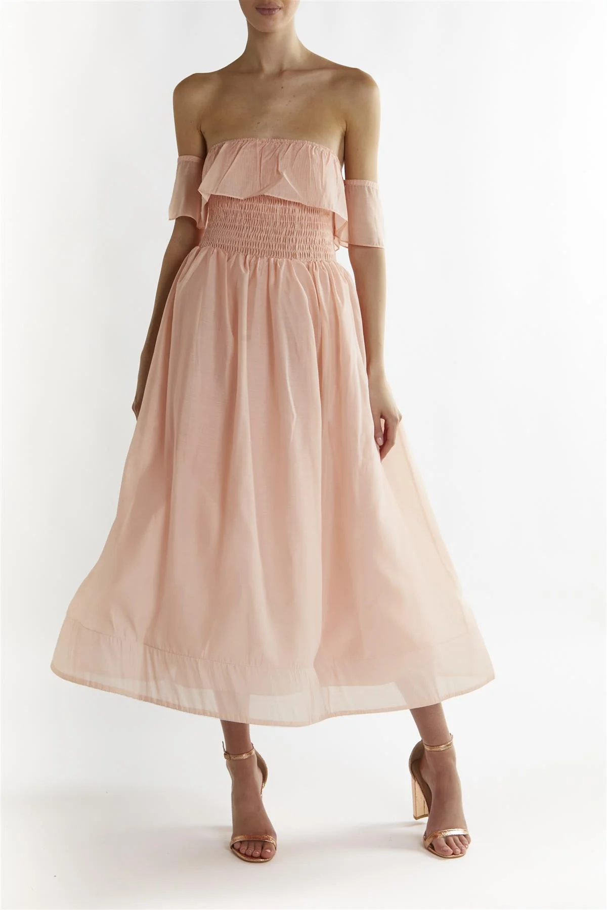Dusty-Pink Emely Bandeau Midi-Dress