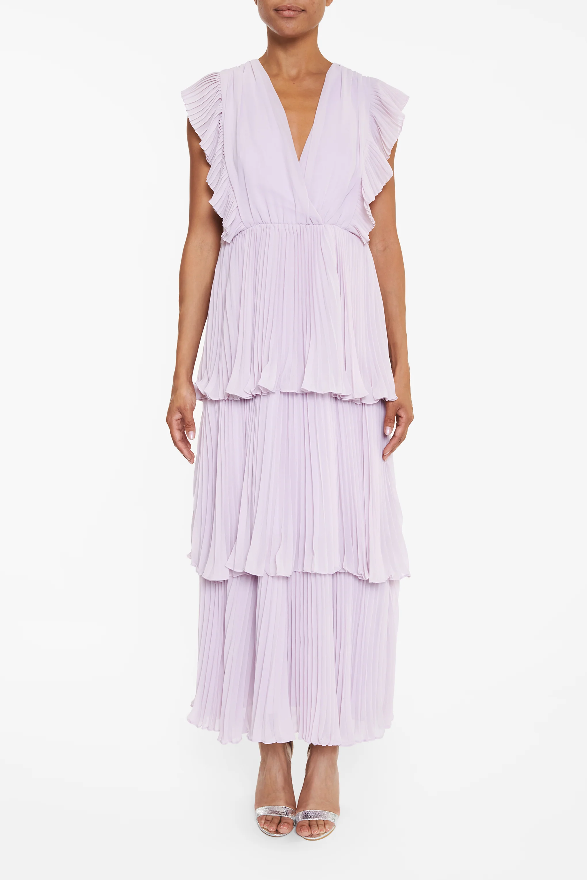 Beatrice Lilac Pleated Tiered Midaxi Dress