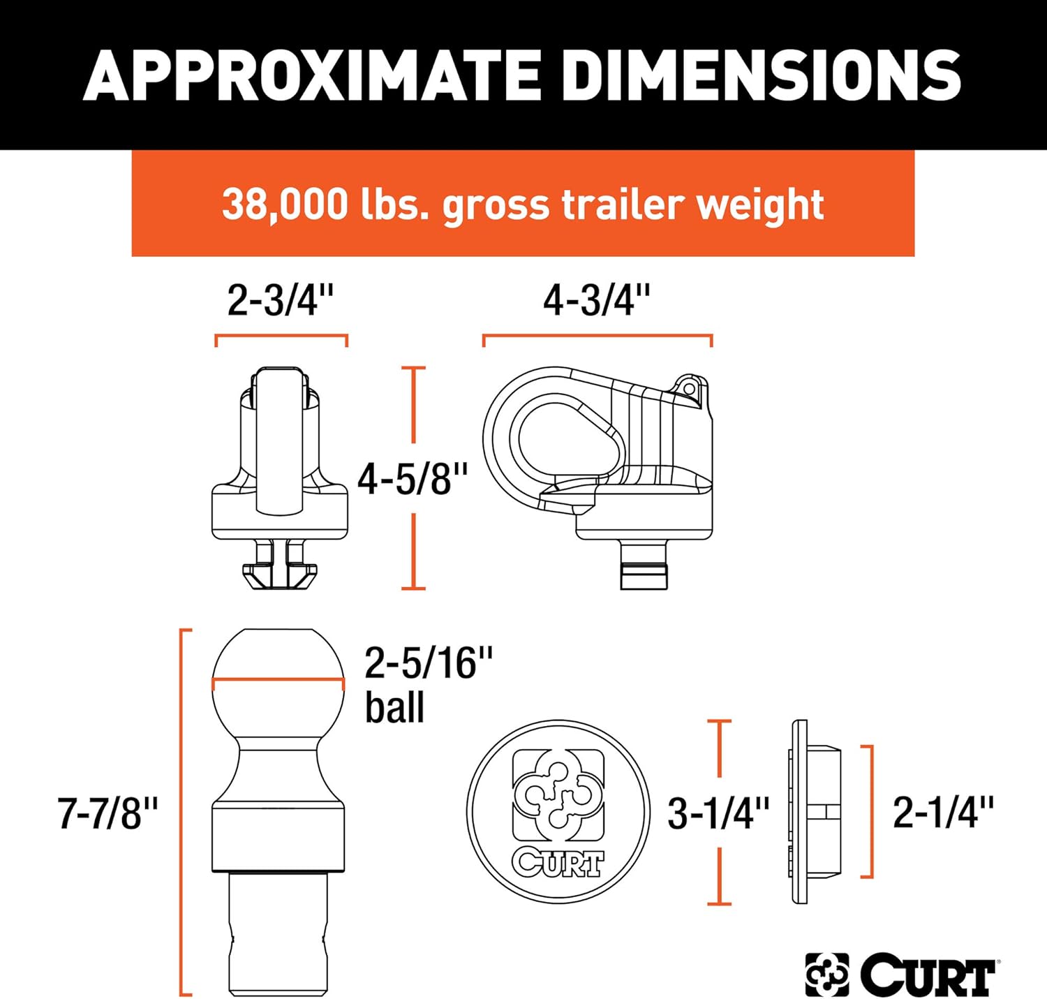 CURT Gooseneck Hitch Kit 38,000lbs Fits Chevy Ford GMC Nissan
