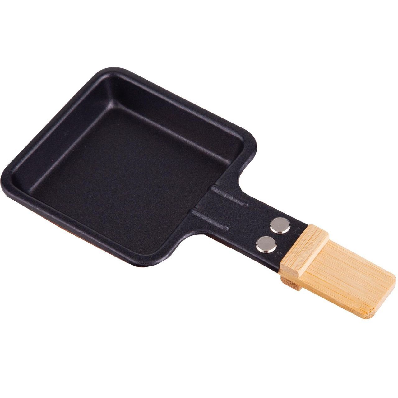 Raclettepfännchen Universal Grill Raclette-Pfännchen viereckig mit Bambusgriff 1 Stück