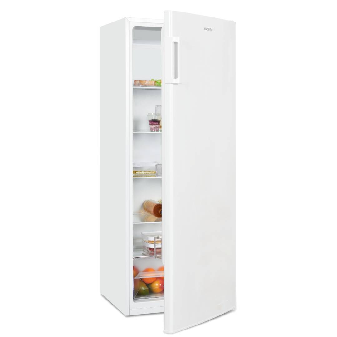 Vollraumkühlschrank 242 l, weiß, freistehend, 142,6 cm hoch, wechselbarer Türanschlag, Energieklasse E