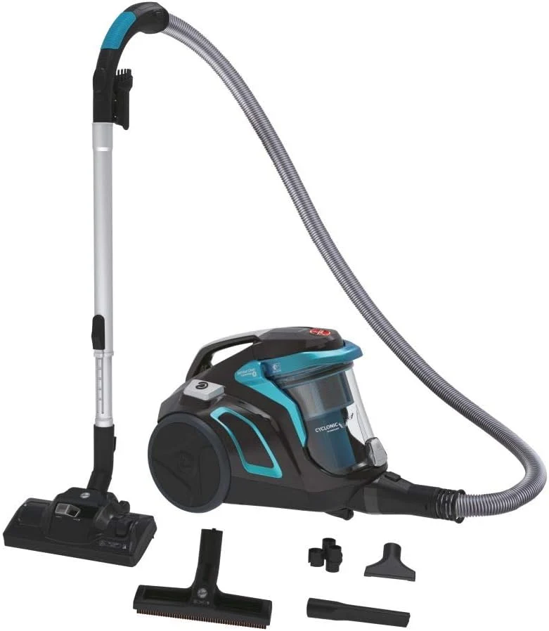 Hoover Staubsauger, Schwarz/Blau/Silber, Boden mit Parkettdüse, beutelloser mit Zyklon- & Selbstreinigungs-Technologie