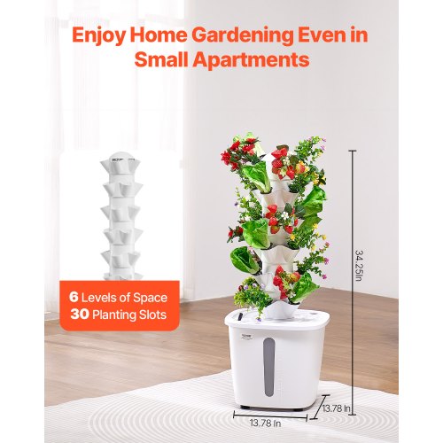 VEVOR Hydroponisches Anbausystem 30 Pods Smart Hydroponic Tower Wasserzirkulation