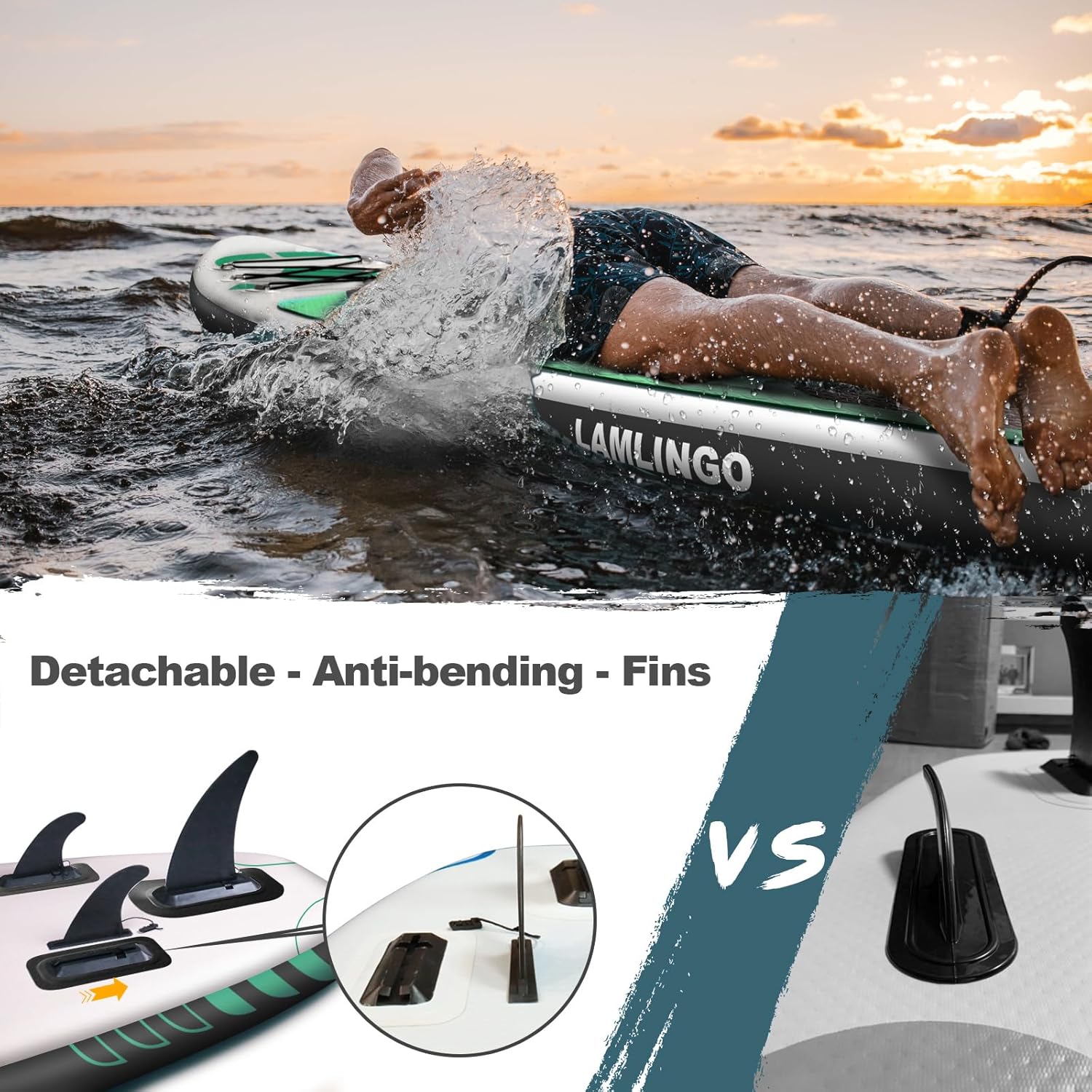Rolimate Tavola da SUP 320×82×16cm SUP Gonfiabile, capacità di Carico di 200kg, Stand Up Paddle Board, ISUP Tavola da Surf con Pompa ad Aria, Pagaia Regolabile, Linea Sicurezza