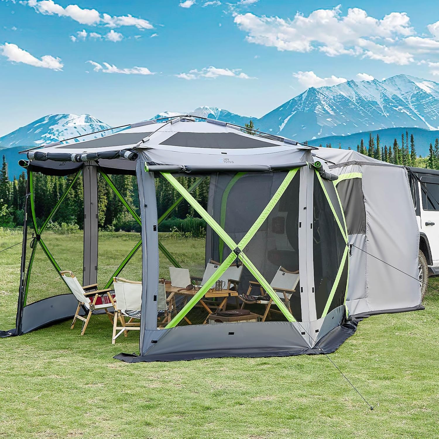 Dual-Use Pop up SUV Tent for Camping 11x11 Ft Outdoor Gazebo Screen