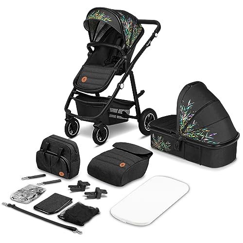 LIONELO Amber Passeggino 2in1 Duo Passeggino da 0 a 48mesi con Seduta secchiello   Navicella per neonato e bambini a 22kg Regolabile, pieghevole e leggero Ruote grandi Cappotina XXL : Prima infanzia
