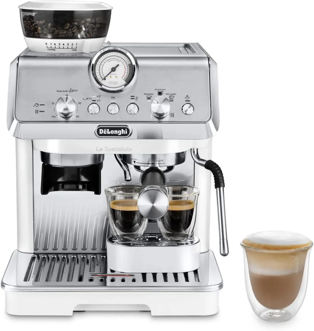 De'Longhi La Specialista Arte EC9155.MB Siebtrgermaschine, Espressomaschine mit Mahlwerk, 8 Mahlgrade, 15 Bar, 3 Temperaturen, Milchschaumd��se, 1300 W, 1,5 l Tank, Edelstahl/Schwarz inkl. Barista-Kit