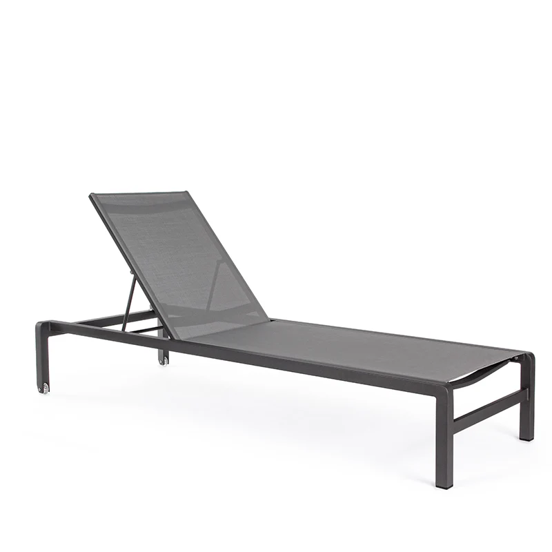Andrea Bizzotto Lettino Sdraio Prendisole Konnor con ruote Impilabile Antracite 195x78 cm