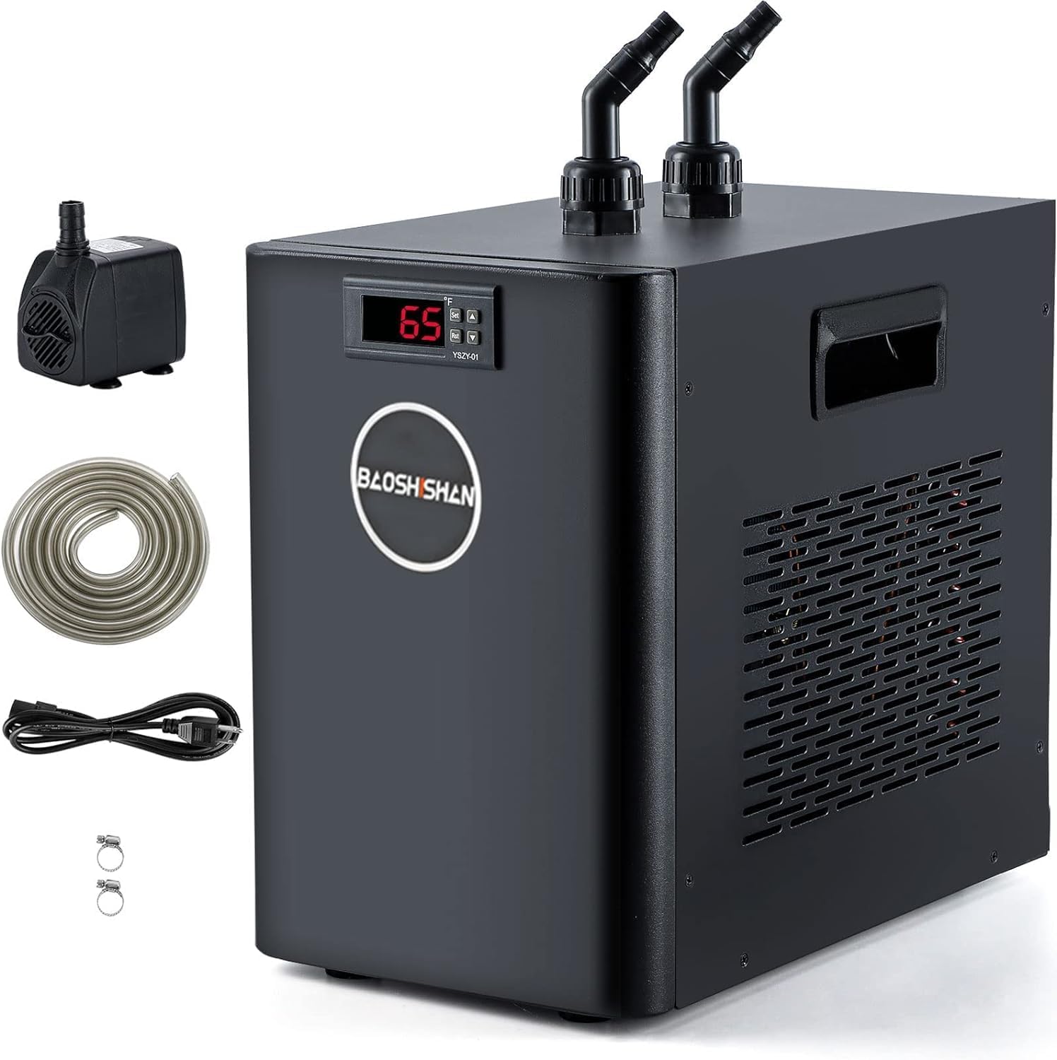 Refrigeratore per acquari da 42 galloni 1/10 CV, refrigeratore d'acqua per acquari, speciale compressore di refrigerazione silenzioso per idroponica, erbacce, meduse, coralli e gamberetti (42 galloni/160 litri)