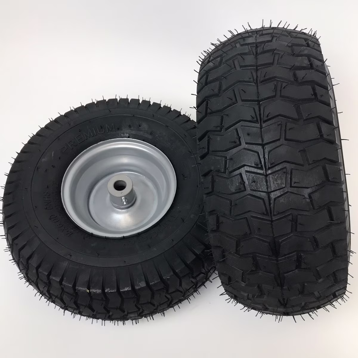 Set of 2 - 15x6.00-6 Silver Lawn Mower Replacement Wheel - Fits 3/4 Inch Axle
