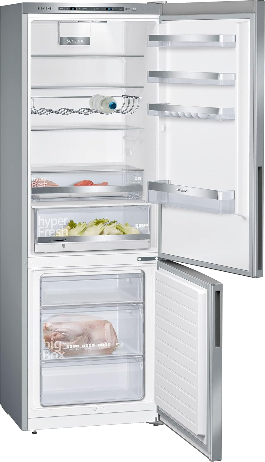 SIEMENS KG39EAICA iQ500 Kühl-Gefrier-Kombination, 201 x 60 cm, 249 L Kühlen + 94 L Gefrieren, LowFrost seltener abtauen, LED-Beleuchtung gleichmige Ausleuchtung, BigBox Platz für groes Gefriergut