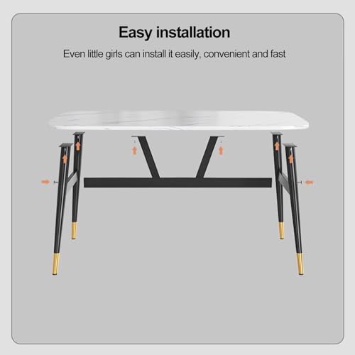 YHKJLYH Tavolo da Pranzo in Legno E 4 Sedie, Poltrona da Salotto con Sedile in PU dal Design Moderno E Tavolo da Cucina Rettangolare, Tavolo da Cucina E Sedia Rettangolari Rustici con Gambe in Meta : Casa e cucina