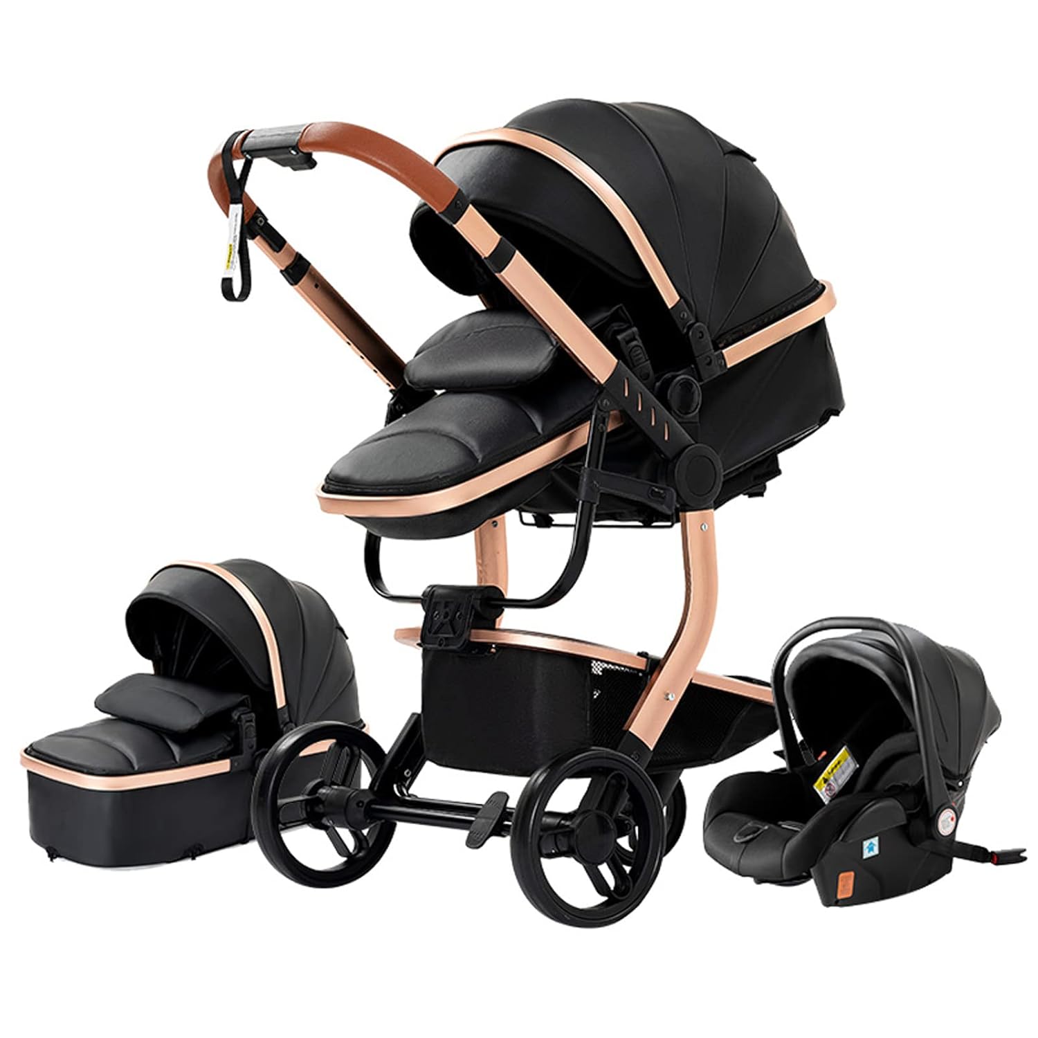 3 in 1 Kombikinderwagen 3 in 1 Reisesysteme Kinderwagen Infant Hochlandschaft Liegender Buggy Kinderwagen Neugeborenen Kinderwagen Faltbarer Standardkinderwagen (906 White)