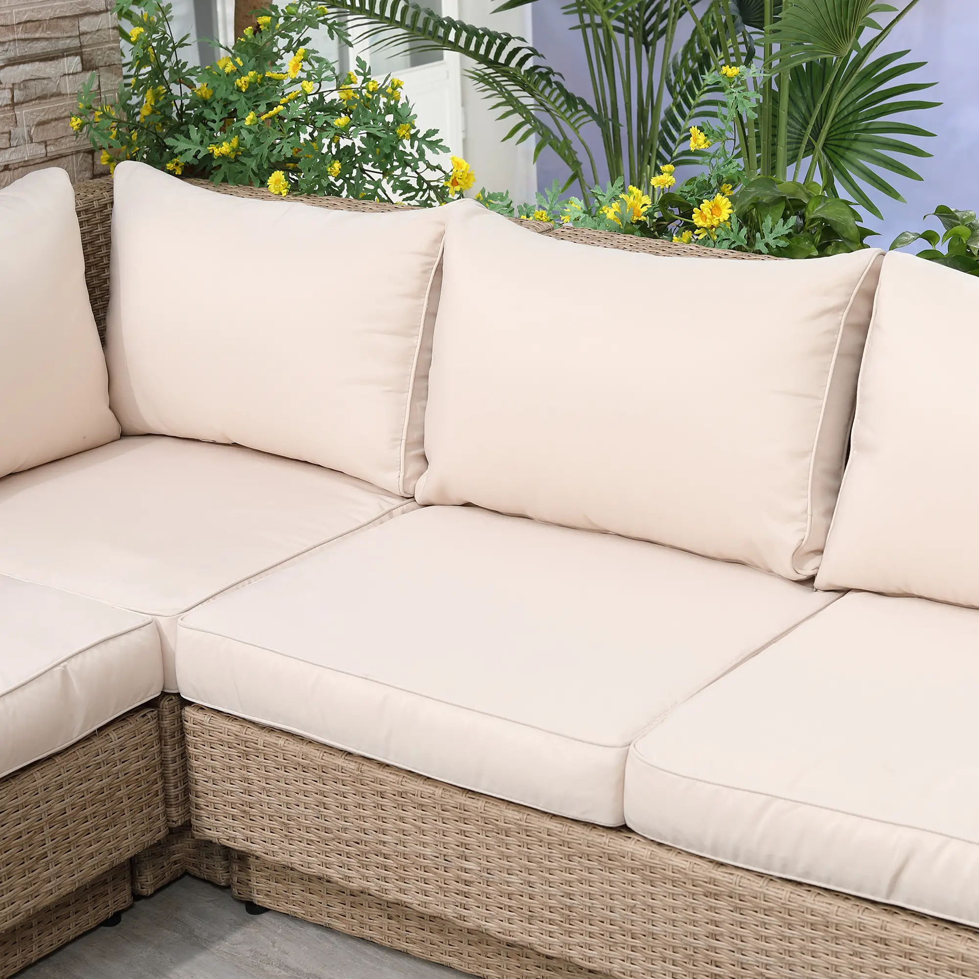Outsunny Gartenmöbelset 4-teilig wetterfest mit Ablage Polyrattan