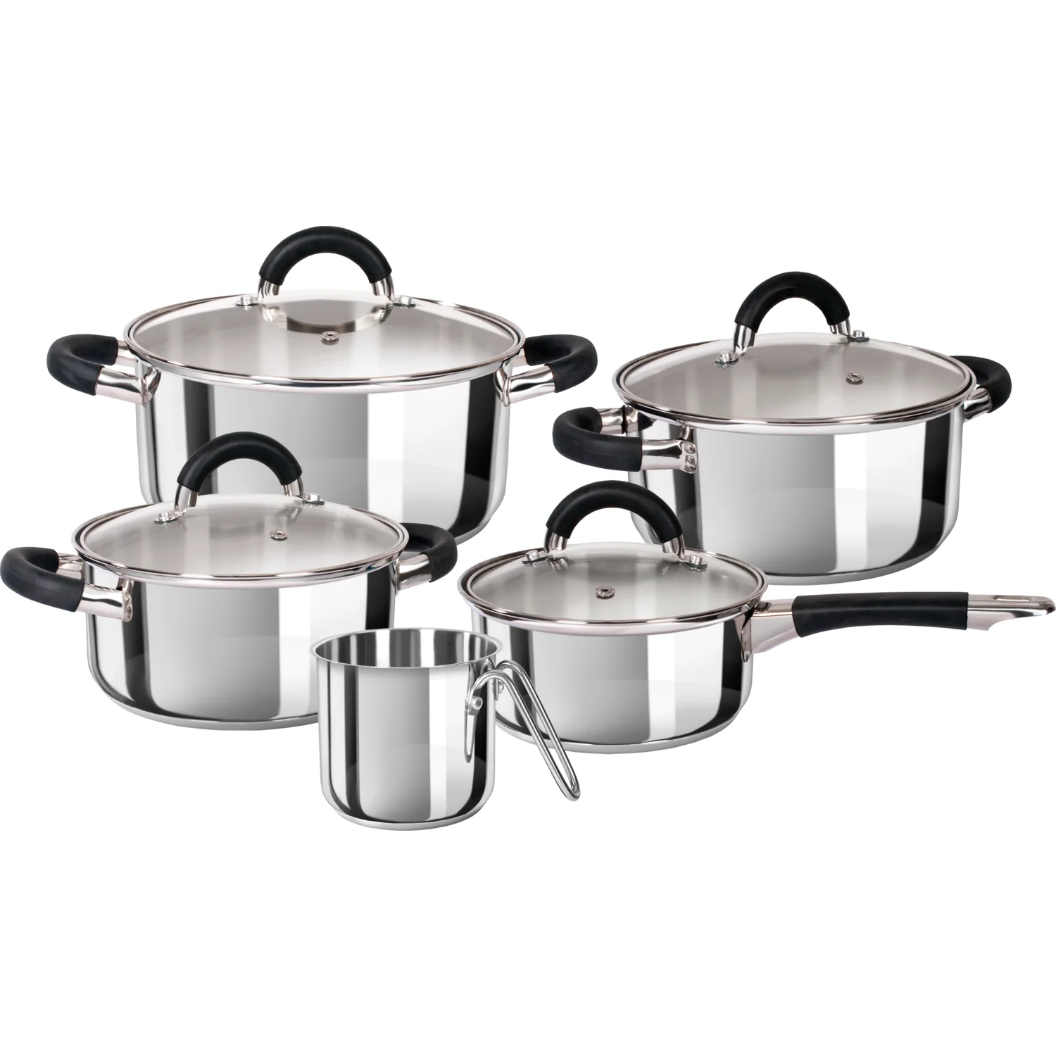 Batteria pentole in acciaio inox 9 pezzi Linea Premium
