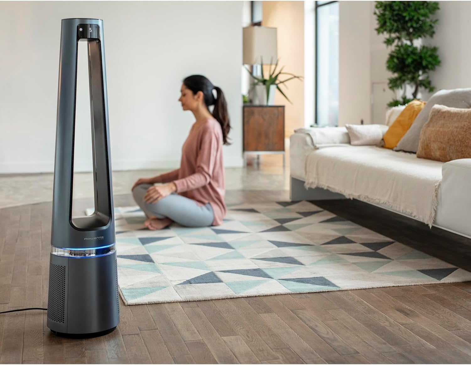 Rowenta QU5062 Eclipse 3in1 Luftreiniger, Heizlüfter, Ventilator, filtert 99,9% der Partikel, für 30 m2 Raumgröße, schnelle Heizung bis zu 35°C, automatischer Tag- und Nachtmodus, Schwarz/Grau