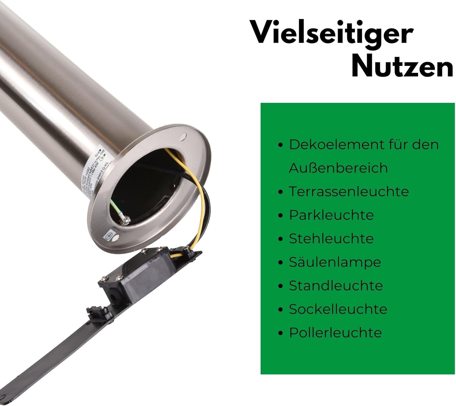 Novatool 4X Wegeleuchte I 80 cm I mit Bewegungsmelder I Edelstahl I IP44 I E27 Sockel I Wegebeleuchtung aussen Aussenleuchten Garten Standleuchte Terassenleuchte Gartenleuchte stehend