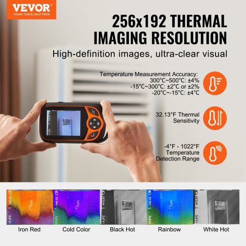 VEVOR Wärmebildkamera, 256 x 192 IR-Auflösung, Taschen-Wärmebildkamera und WLAN