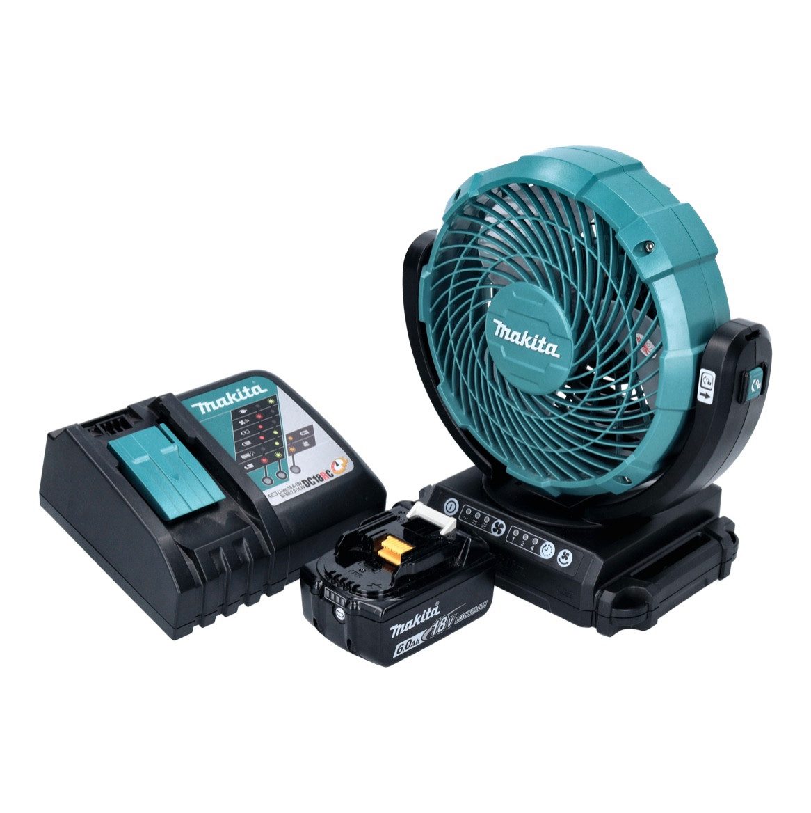 Akku-Standventilator DCF 102 RG1 Akku Ventilator Lüfter 18 V 18 cm + 1x Akku 6,0 Ah + Lade