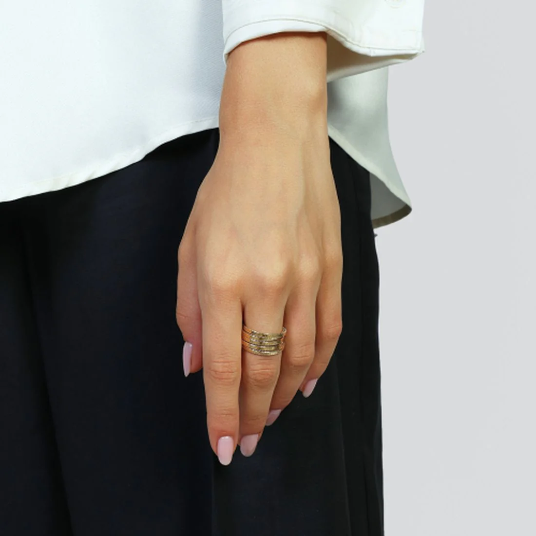 Anello Unoaerre in argento dorato cinque fili 6676