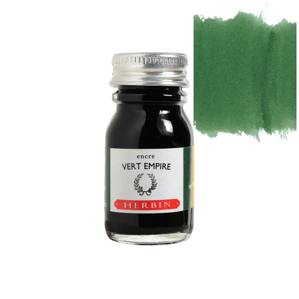 J. Herbin Fountain Pen Ink 10ml Bottle -35 Colors: Vert Empire (Empire Green)