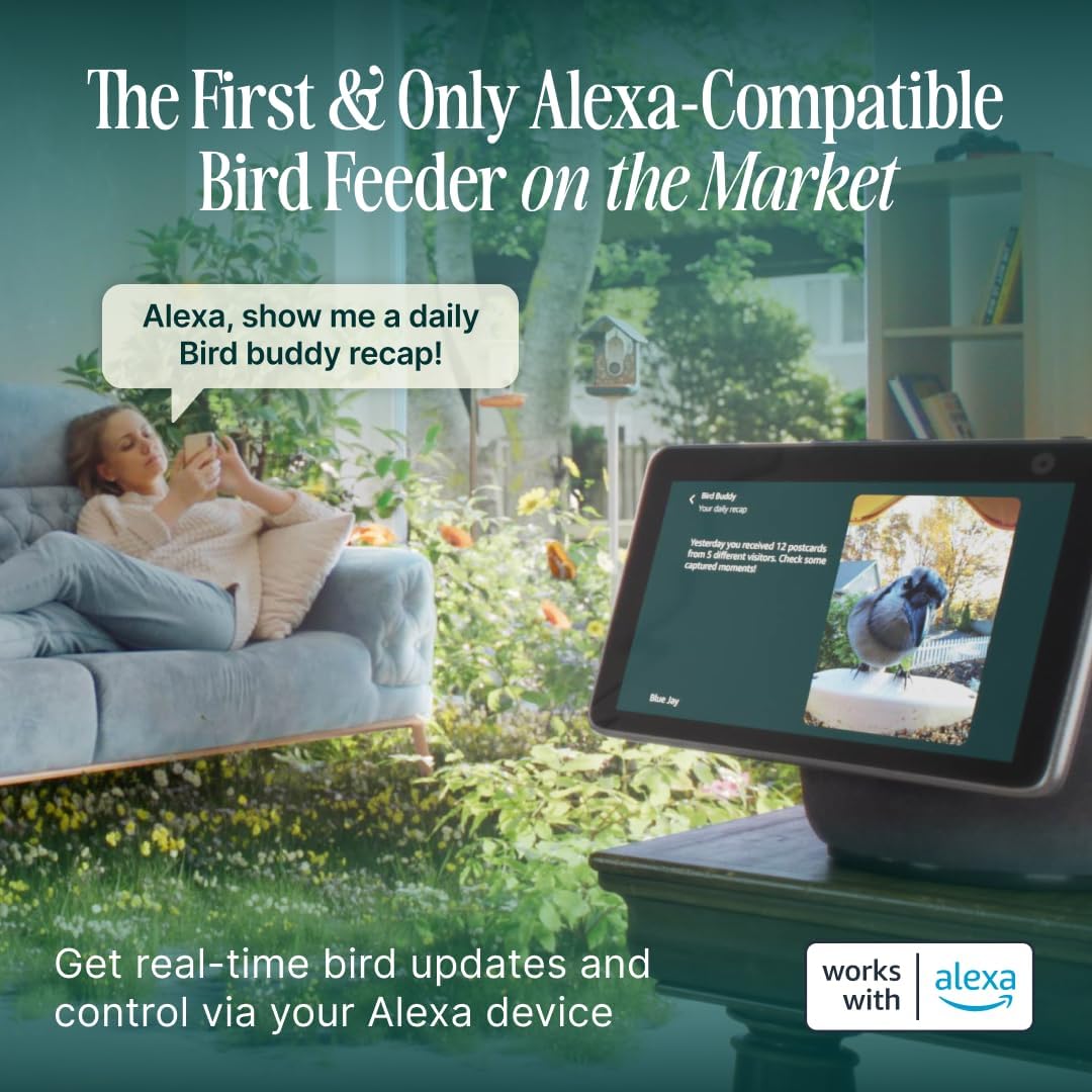Birdbuddy PRO Solar Smart Bird Feeder with Camera - AI Bird Species Identification  5MP Photos  2K HD Video Live Stream Camera  Slow-Motion Video  2.6in Focus - Blue Solar
