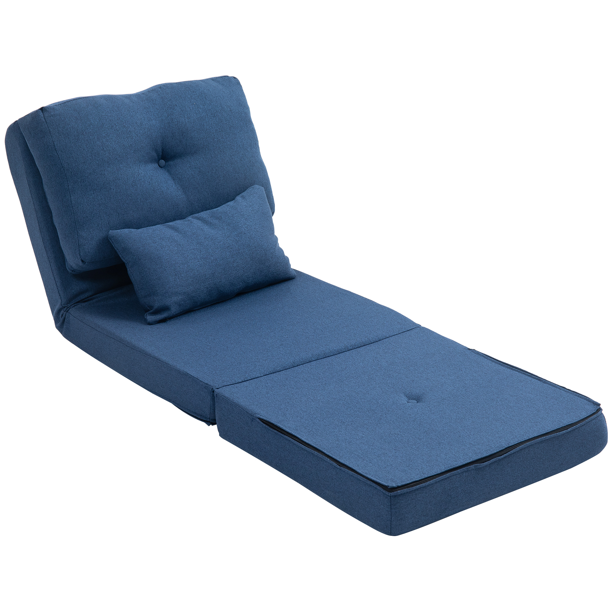 HOMCOM Bodensofa Schlafsessel Schlafsofa 1 platz mit 1 Kissen und verstellbarer Rückenlehne, dunkelblau