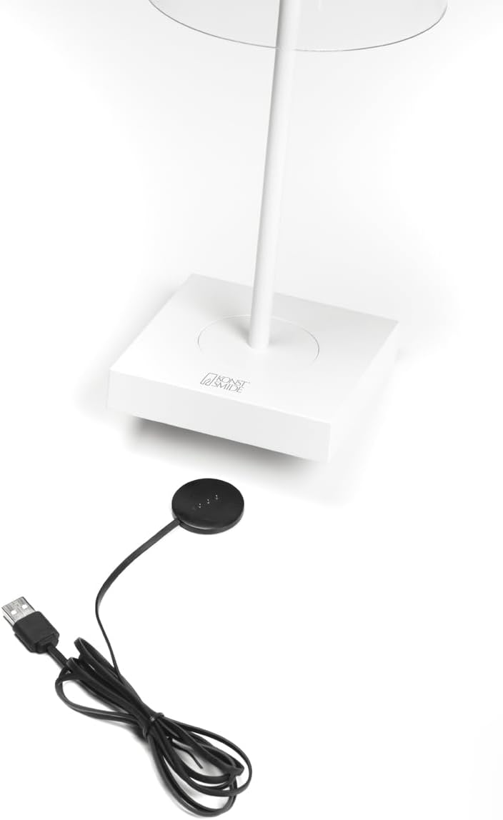 2er Set Wiederaufladbare Akku Tischleuchten mit USB Anschluss, Weiß Höhe 27cm