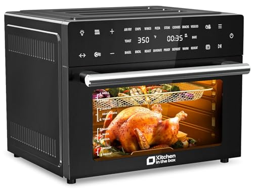 Kitchen in the box 32 QT Extra Large Toaster Oven Air Fryer Combo, 18 in 1 Convection Toaster Oven Countertop with Baking, Dehydrate and Rotisserie, 6 Accessories, 1800W : Home & Kitchen