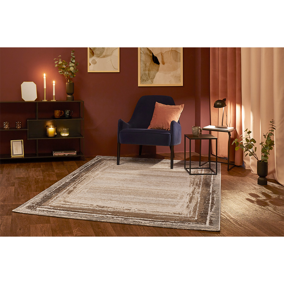 HOMCOM Kurzflor Webteppich Creme-Braun 170 x 120 x 0,9 cm
