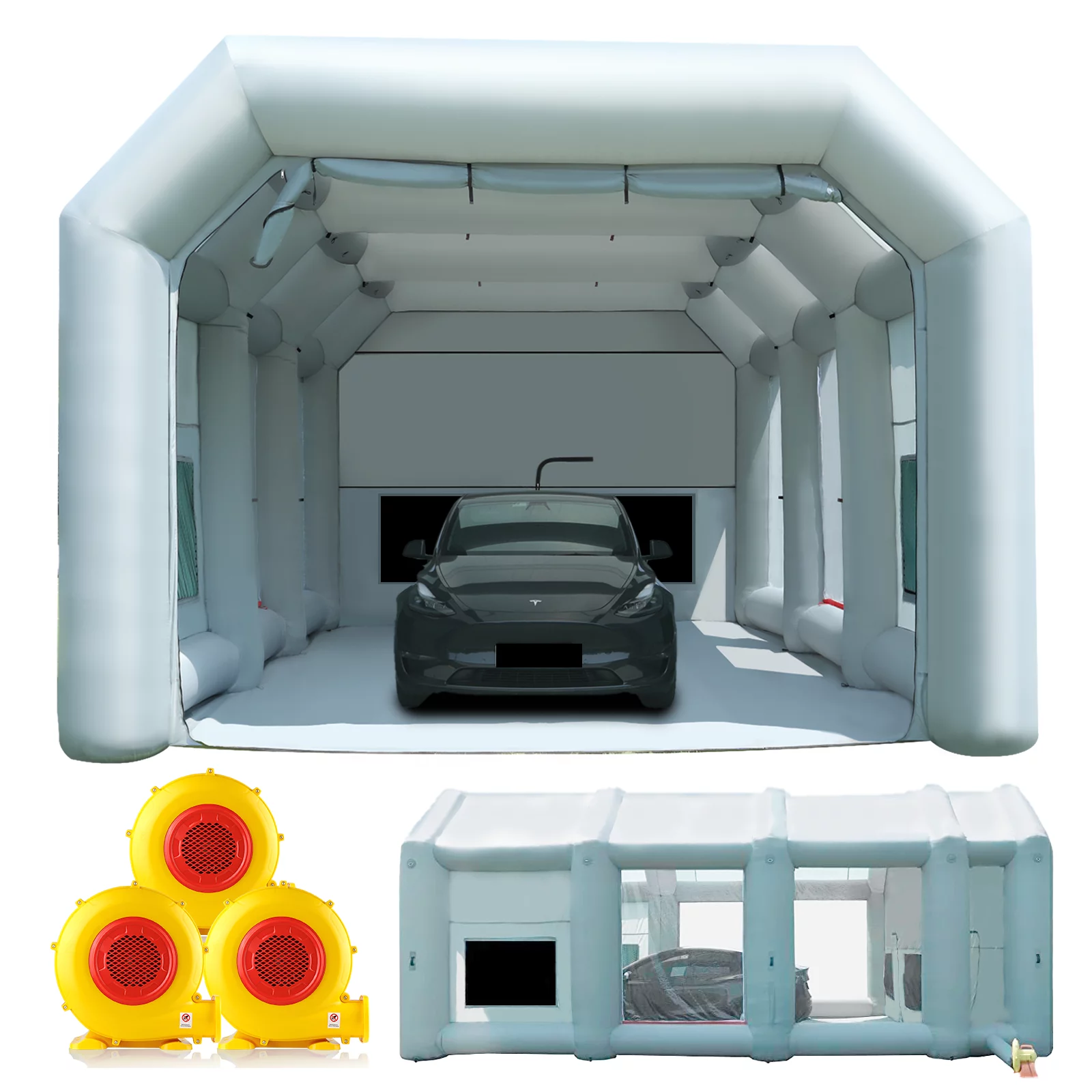 Cabina di verniciatura gonfiabile Sewinfla 30x20x13 piedi con ventilatori Cabina di verniciatura gonfiabile professionale con sistema di filtraggio dell'aria