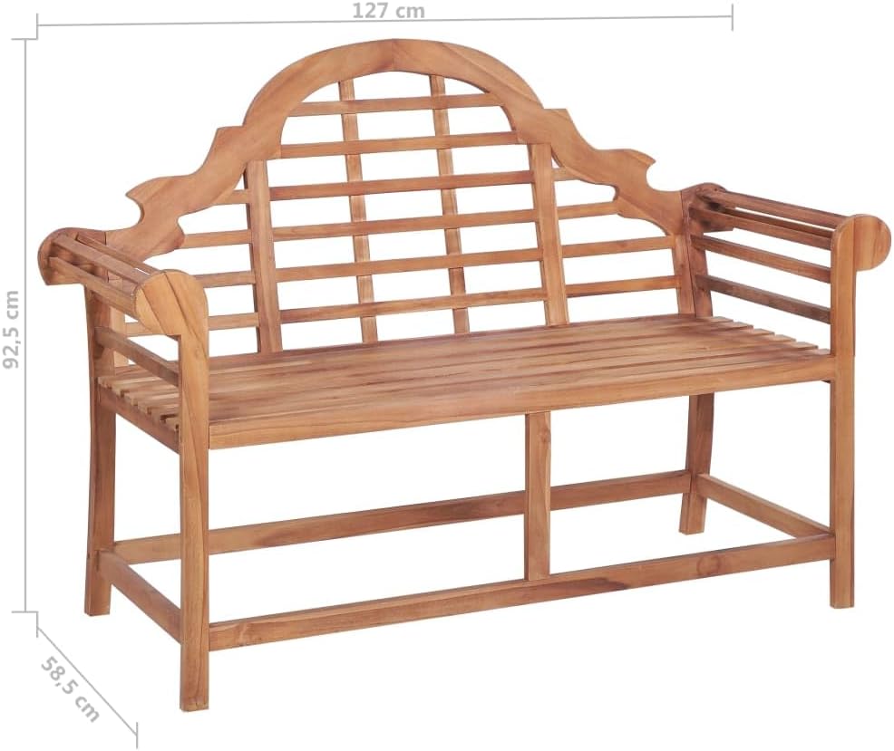 vidaXL Garden Bench 127 x 58.5 x 92.5 cm Solid Teak Wood