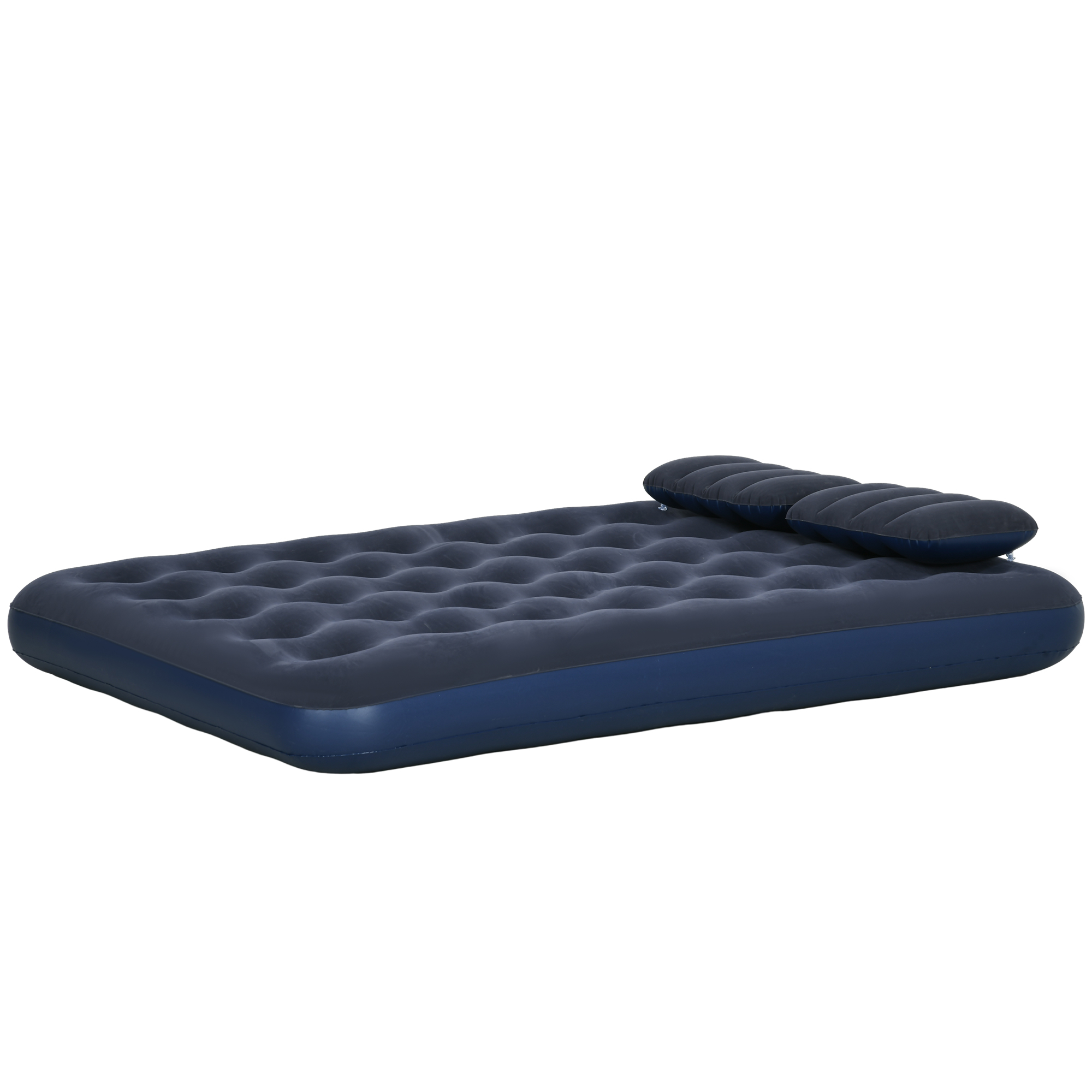 Outsunny Luftmatratze für 2 Personen, mit Handpumpe, weich & robust, 203x152x22cm, Blau