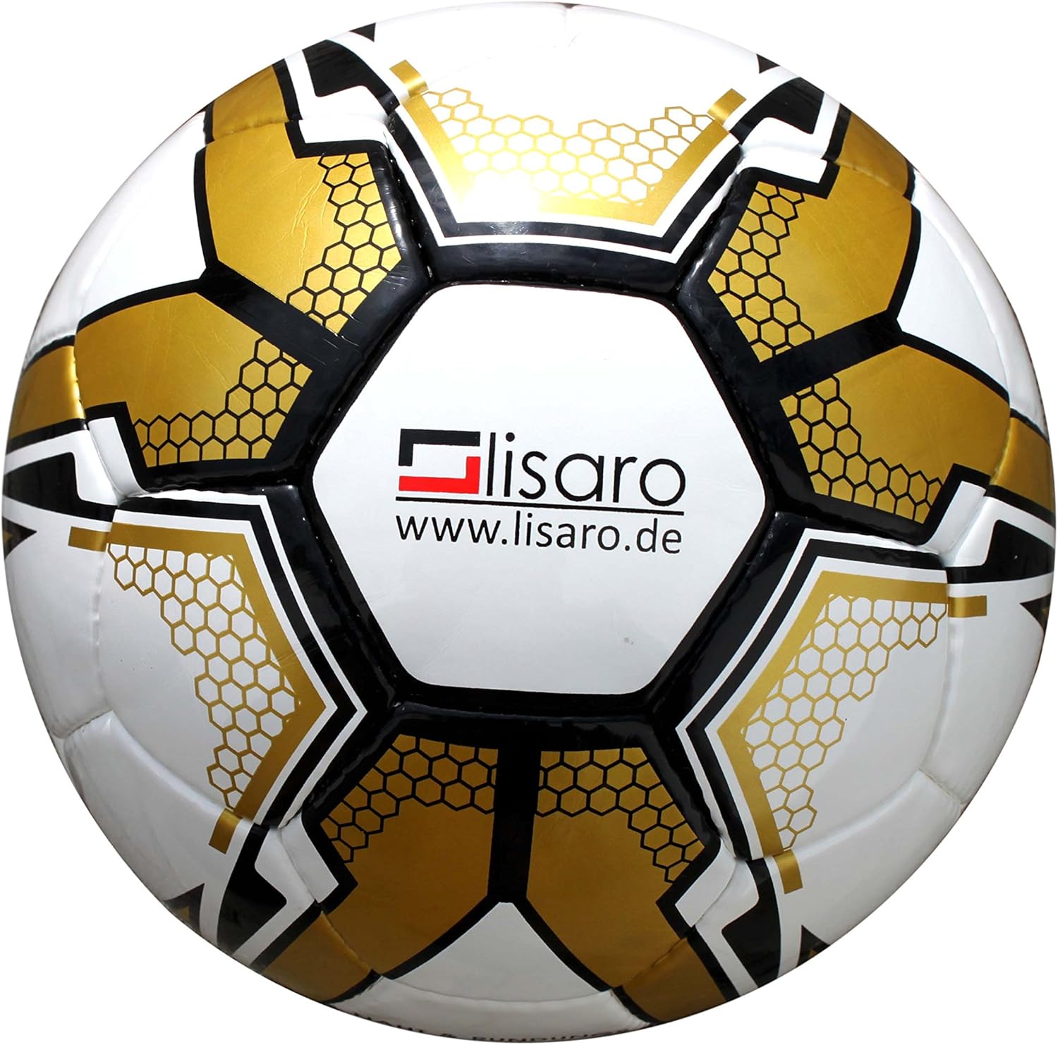 Lisaro 10 Fußbälle / 10er Ballpaket Trainingsball Gr. 5 weiß/Gold + Gratis Ball-Netz