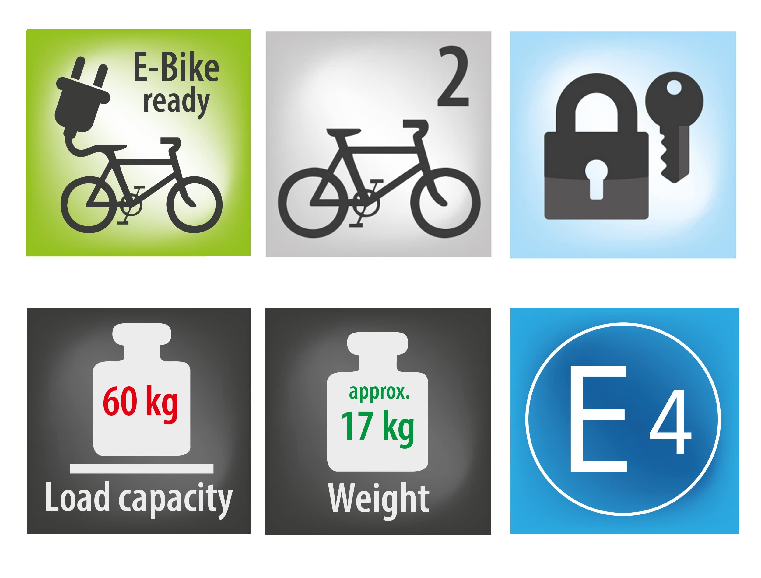 Fahrradträger für 2 Fahrräder, FINCH, für max. 3 Zoll Reifenbreite, Radstand bis 130 cm, abklappbar und abschließbar
