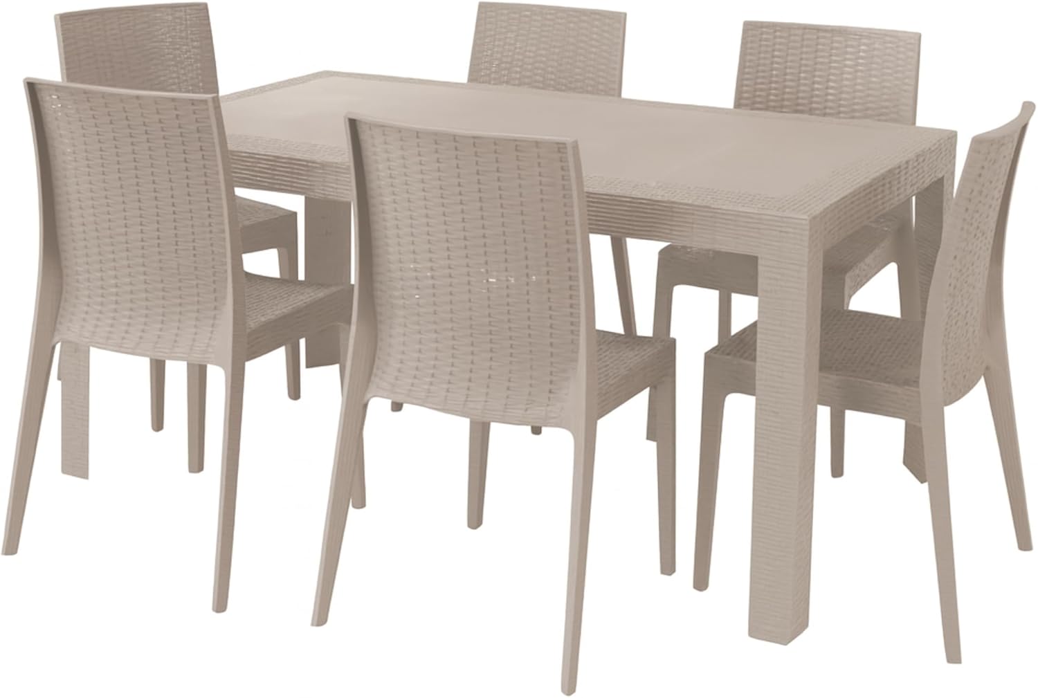 HOUSE COLLECTION, Garden Set of 6 Chairs + 1 Table Taupe Rattan Line (6 ARE065 + 1 ARE068)