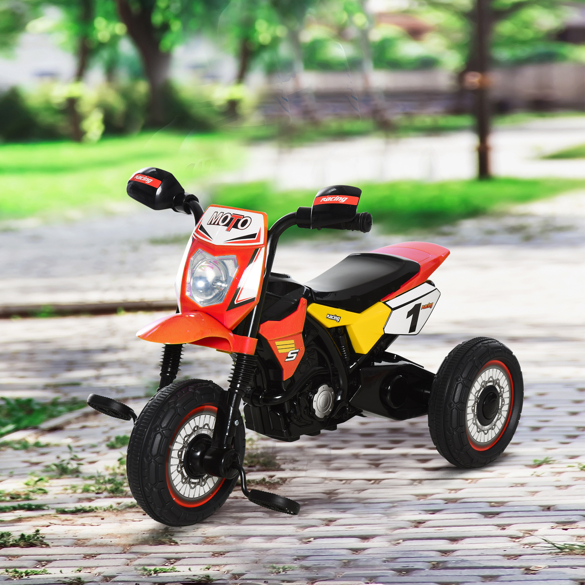 HOMCOM Kindertrike Moto Cross mit Musik- und Lichteffekten und Stauraum Rot