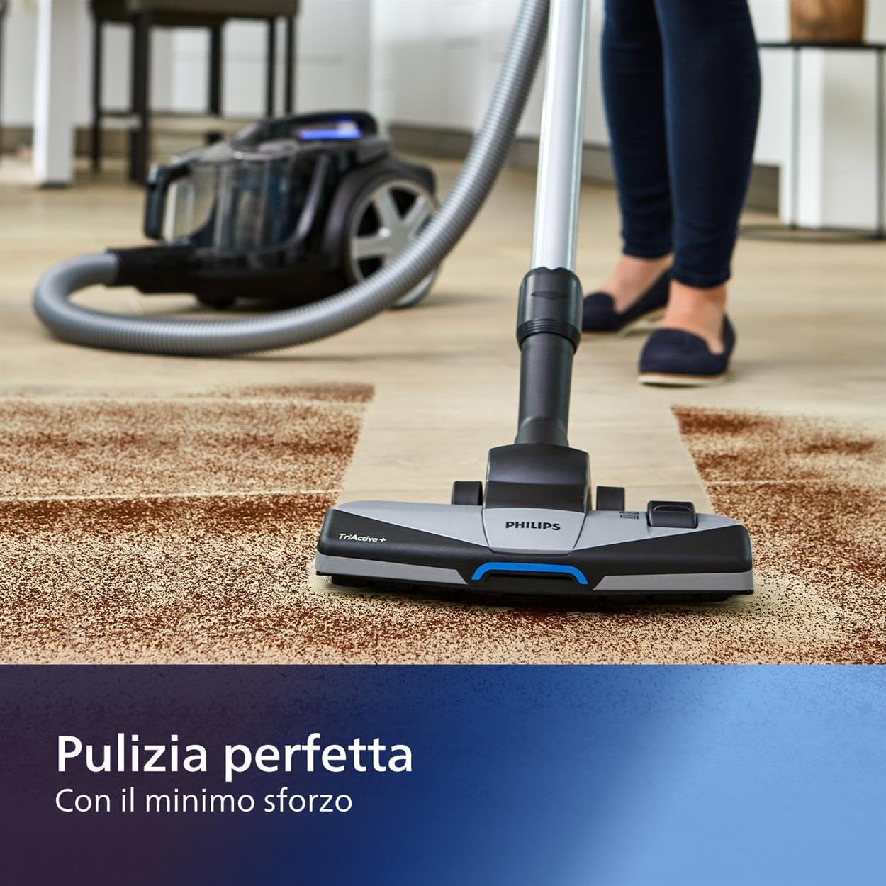 Aspirapolvere senza sacco Series 7000 - Aspirapolvere da 900 W con filtro Allergy H13 e ugello TriActive+ (FC9741/09), nero