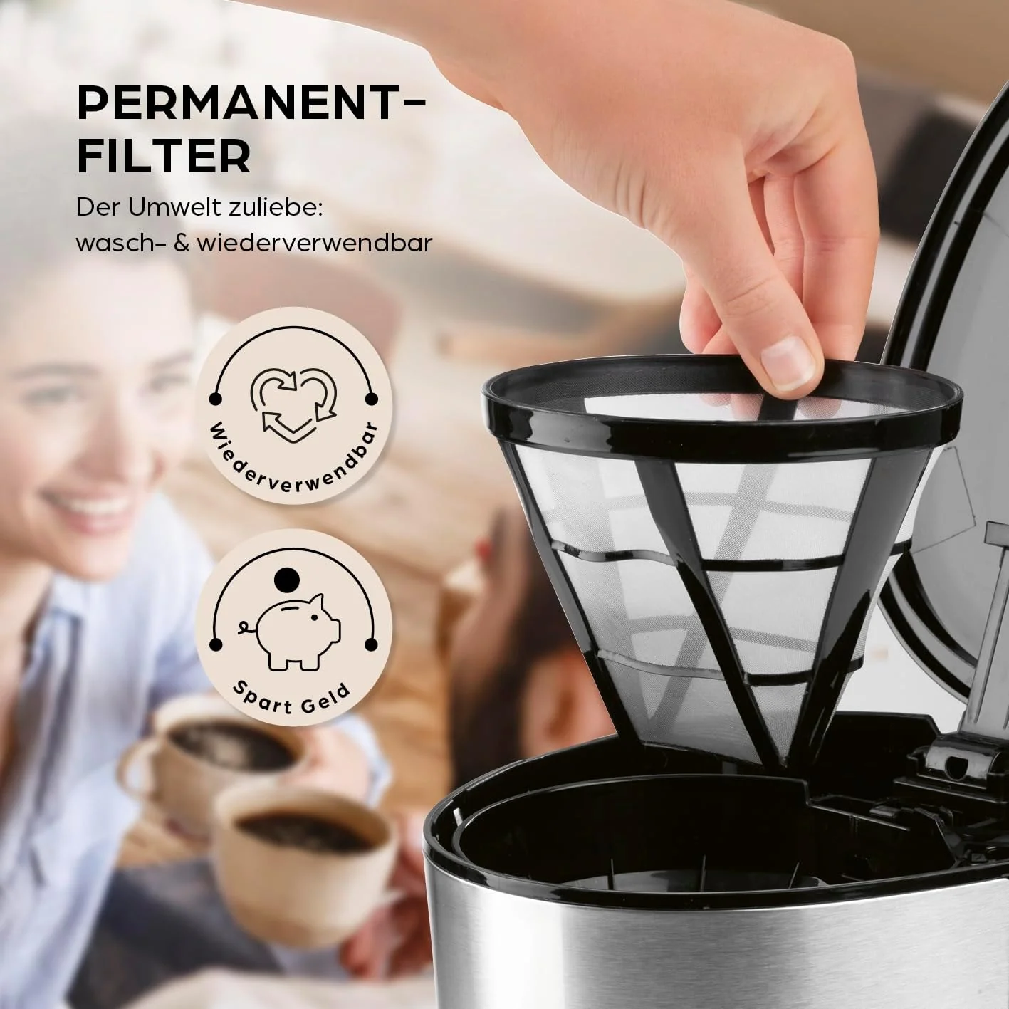 Barista filterkoffiezetapparaat met verstelbare molen & thermoskan | Warmhoudfunctie, 24-uurs timer & permanent filter | Voor 10 koppen koffie | Koffiezetapparaat voor bonen & poeder [roestvrij staal]