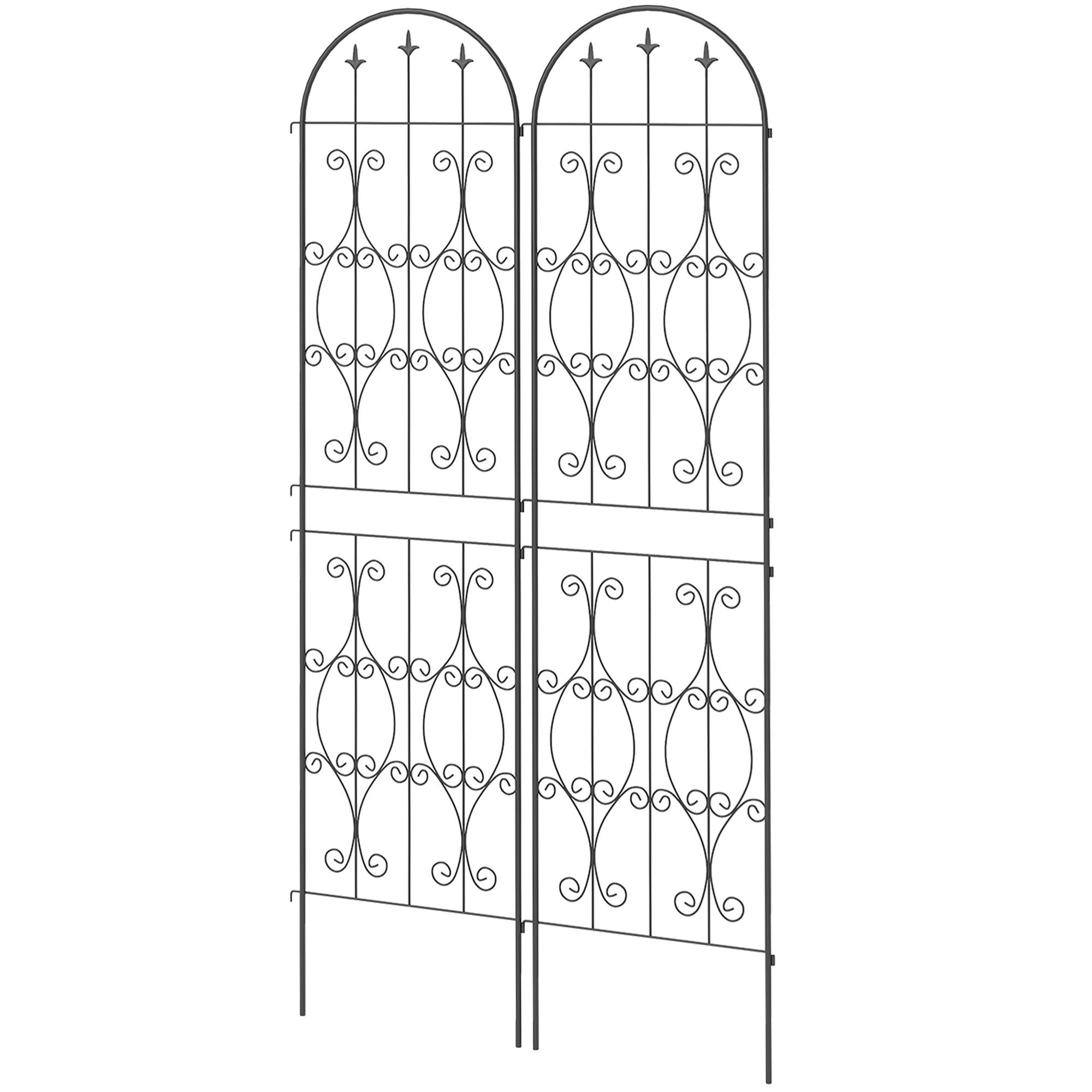 Outsunny Lot de 2 supports pour plantes grimpantes, Rankgitter für Garten, für Gemüse, Reben, Blumen, aus Metall, 50 x 220 cm, Schwarz