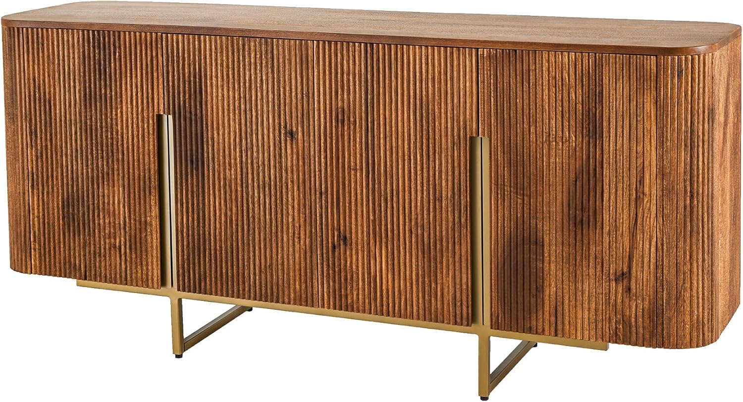Riess Ambiente Design Sideboard Gatsby - 160cm - braun mattgold - Mangoholz im Retro-Design
