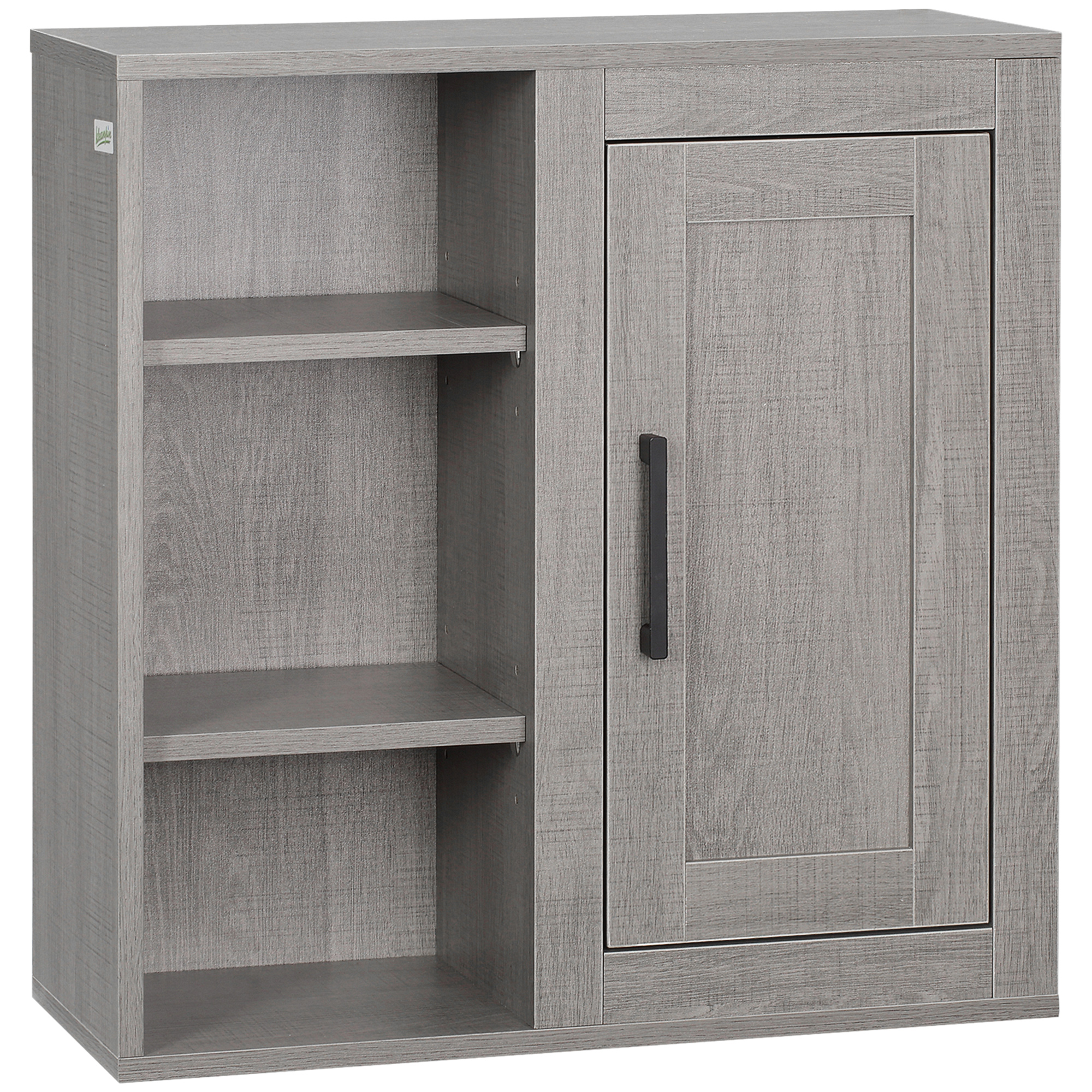 kleankin kleakin Badezimmerschrank 1 Schrank 3 Regale 48 cm x 20 cm x 50 cm Holzwerkstoff Grau