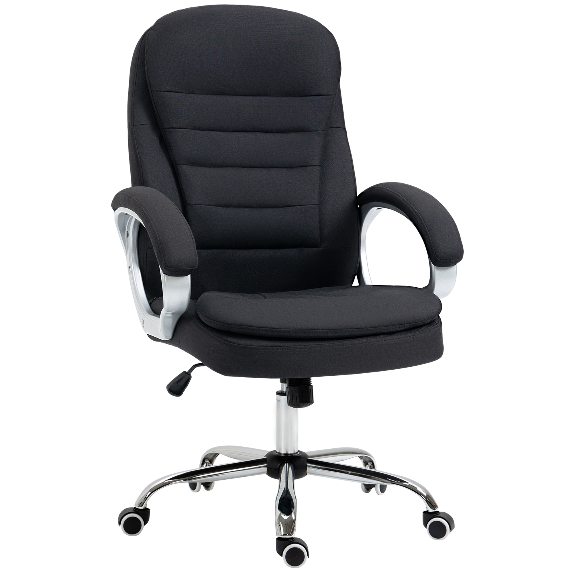Vinsetto Bürostuhl Arbeitsstuhl Schreibtischstuhl Drehstuhl 360° Ergonomisch Wippfunktion Höhenverstellbar Schwarz Leinen 64 x 75 x 111-121 cm