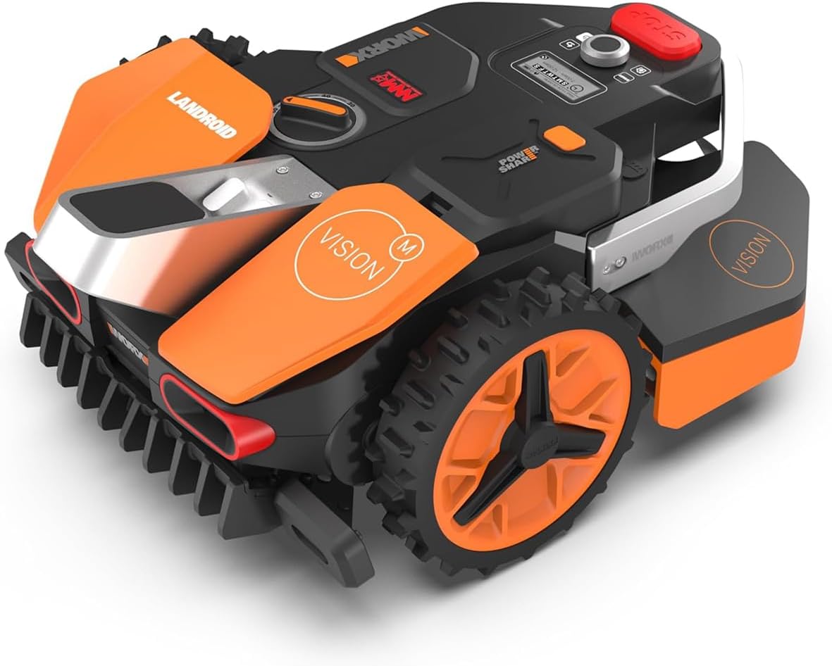 WORX Landroid Vision AI WR205E M550 Robot Rasaerba WR205E per giardini fino a 550 m² - funziona senza cavo perimetrale - Wi-Fi e Bluetooth - Fotocamera ed AI