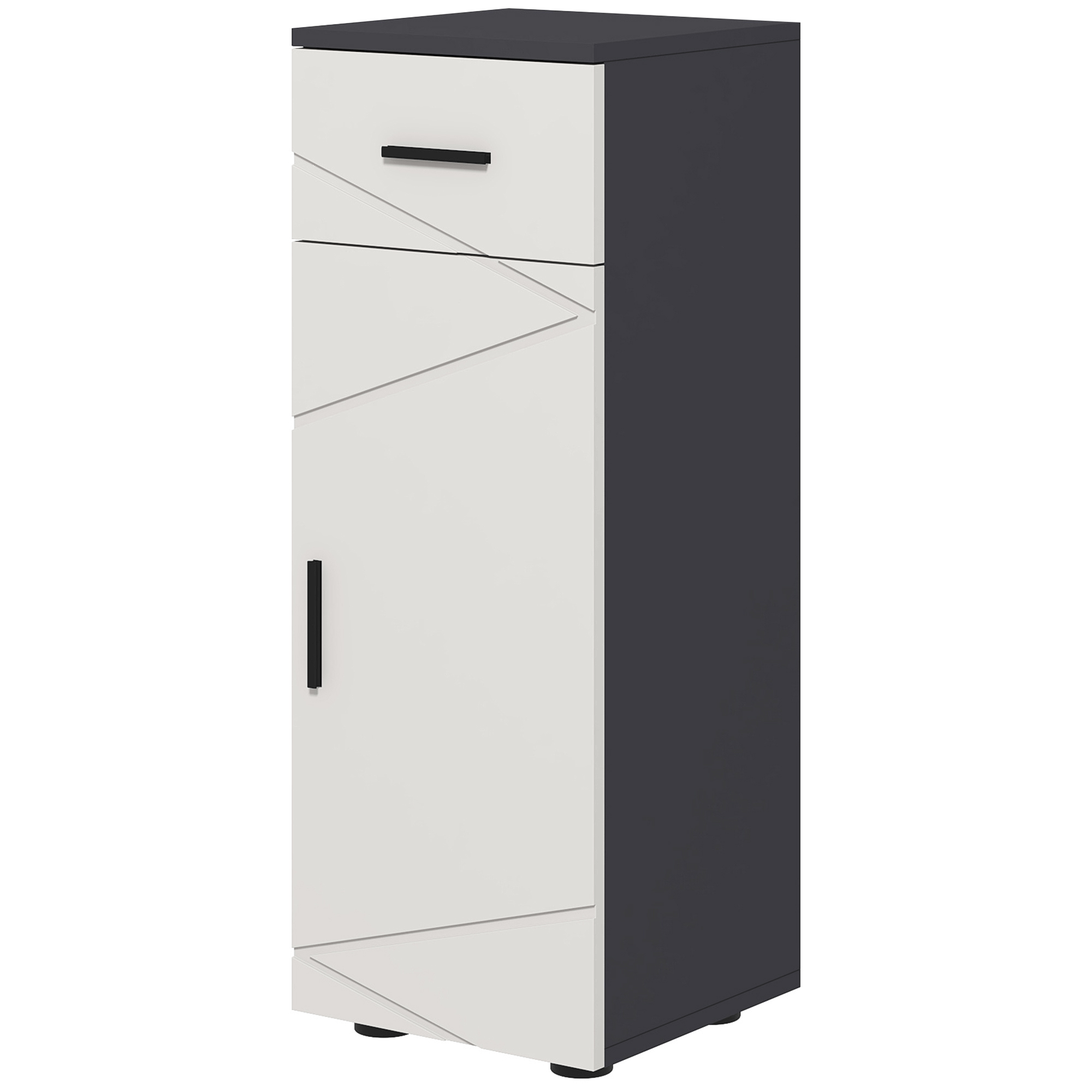 Kleankin Badezimmerschrank aus Spanplatten mit Schublade und 2 Verstellbaren Schrankfächern, 30x30x82 cm, Grau