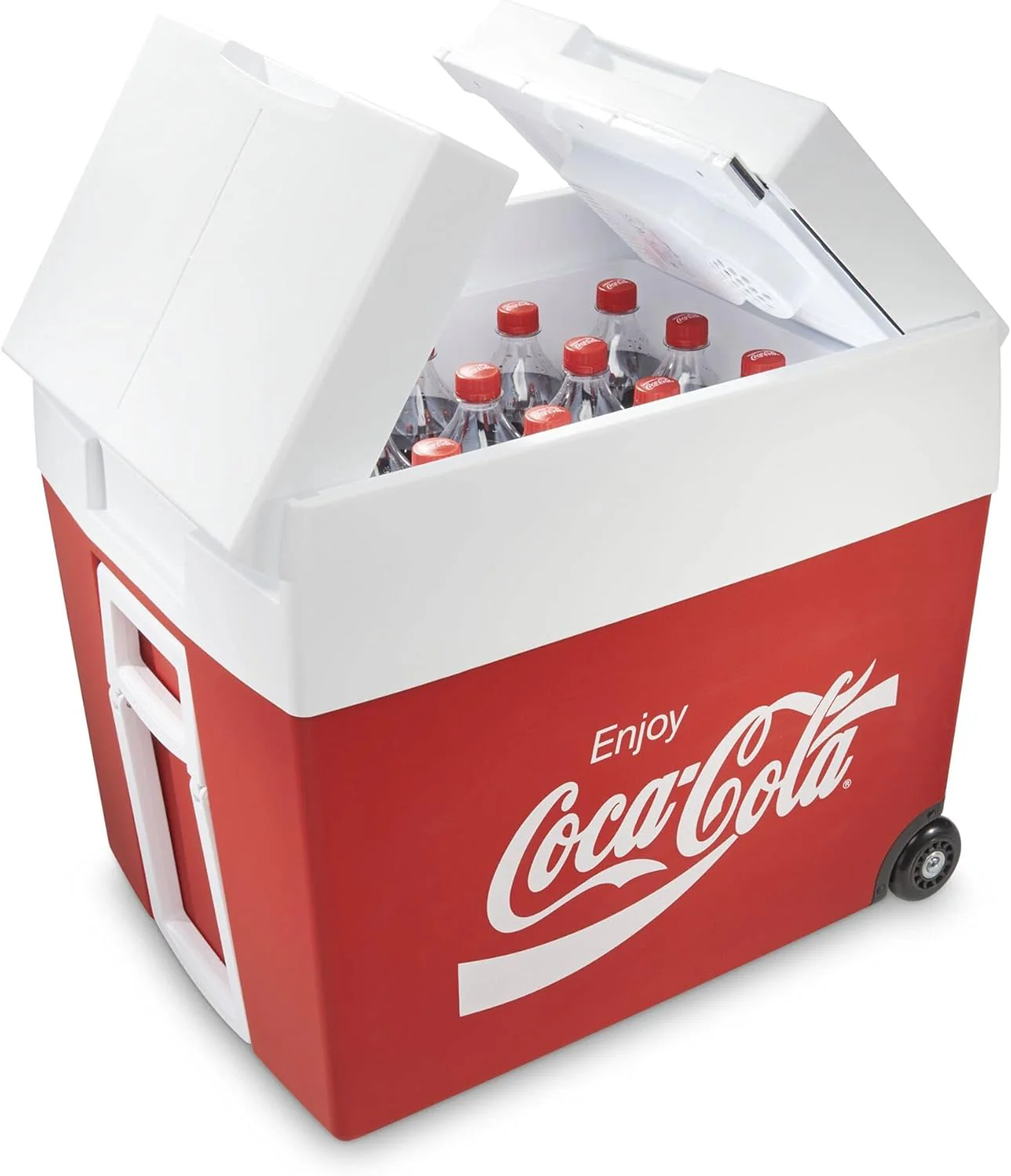 Mobicool MT48W AC/DC �C Elektrische koelbox met wieltjes, geschikt voor een complete krat drank / bierkrat, 48 liter, 12 V en 230 V voor auto, vrachtwagen, boot, camper en stopcontact, Blauw