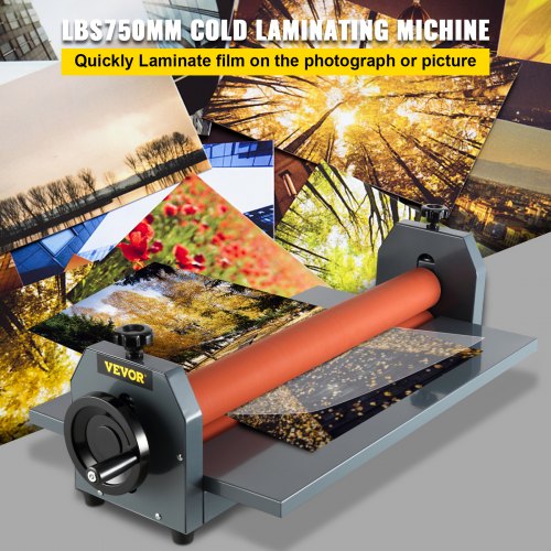 VEVOR Kaltlaminator 750 mm manueller klapptischer Fotofilm-Rollenlaminator aus dickem Eisenmetall mit Weichgummirollen, vier rutschfesten einstellbaren Gummifüßen für Foto-, Werbe Kopierbetriebe