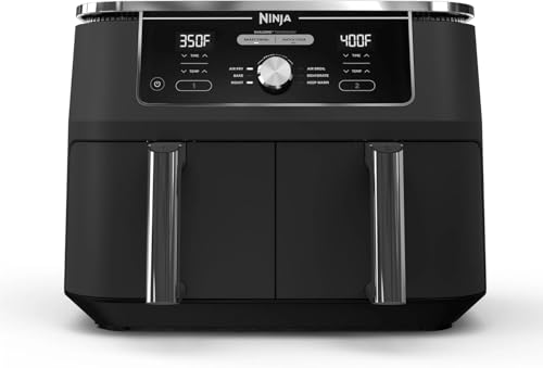 Ninja DZ401 Foodi 10 Quart XL 2 Basket Air Fryer, 6 in 1 with DualZone Technology, Match Cook & Smart Finish, Roast, Broil, Dehydrate, Family Sized Meals, Grey : Home & Kitchen